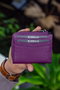 Zoozie Bags Tarjetero de Piel Auténtica Damson Red